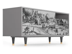 Mueble de TV - 125х56х41 cm - T7 - Country Village, Cinza^ Móvel De Tv