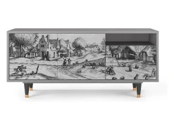 Mueble de TV - 125х56х41 cm - T7 - Country Village, Cinza^ Móvel De Tv