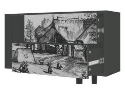Móvel De Tv* Mueble de TV - 170х69х48 cm - T1 - Country Village, Antracite Cinza antracite