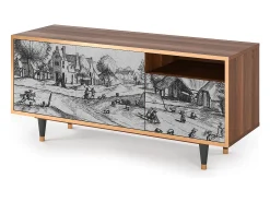 New Mueble de TV - 125х56х41 cm - T7 - Country Village, Nogueira Castanho