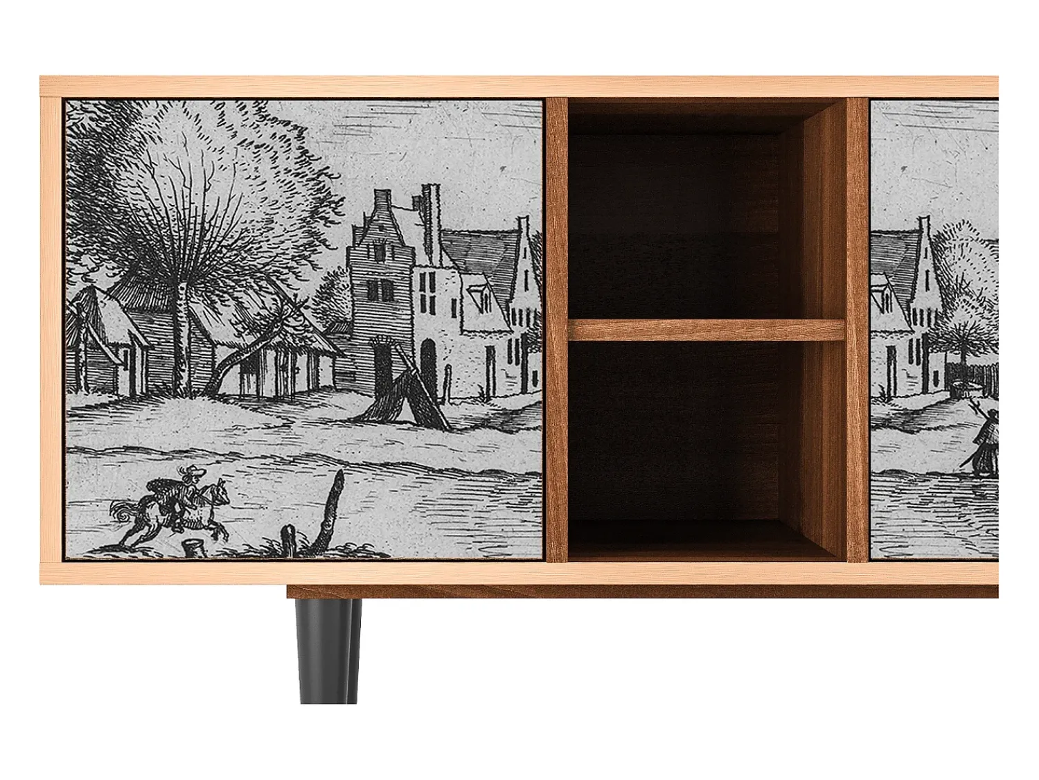 Móvel De Tv* Mueble de TV - 150х69х41 cm - T5 - Country Village, Nogueira Castanho