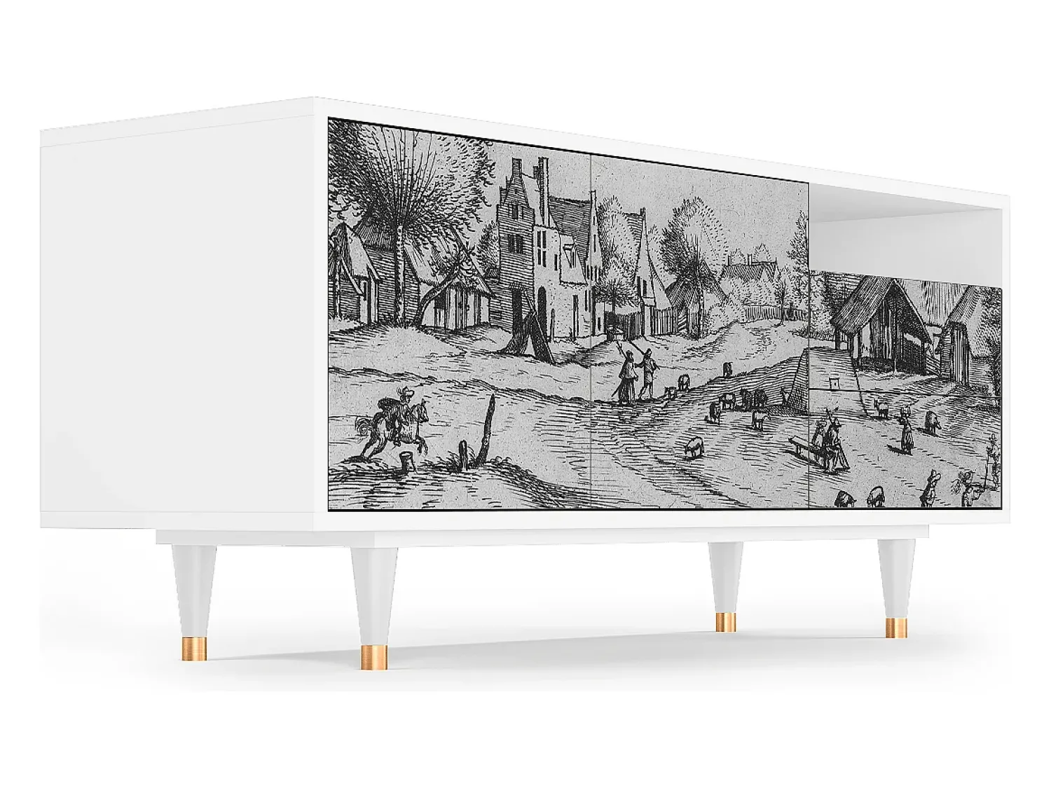 Mueble de TV - 125х56х41 cm - T7 - Country Village, Branco^ Móvel De Tv