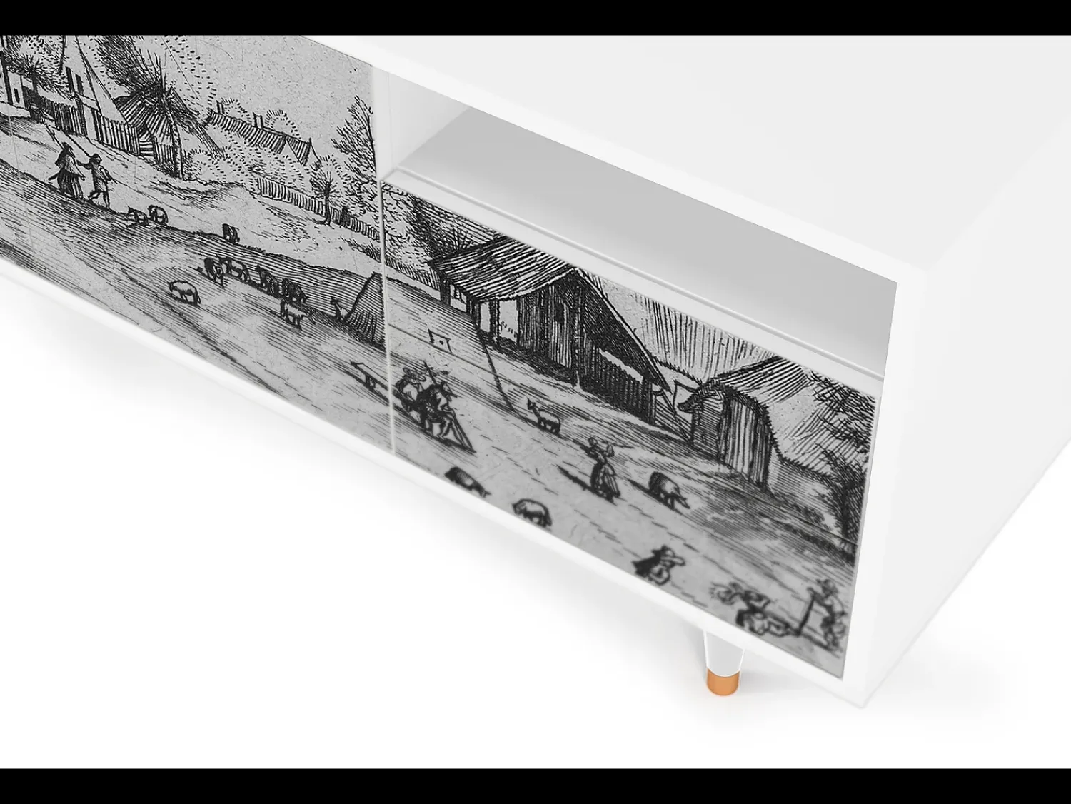 Mueble de TV - 125х56х41 cm - T7 - Country Village, Branco^ Móvel De Tv