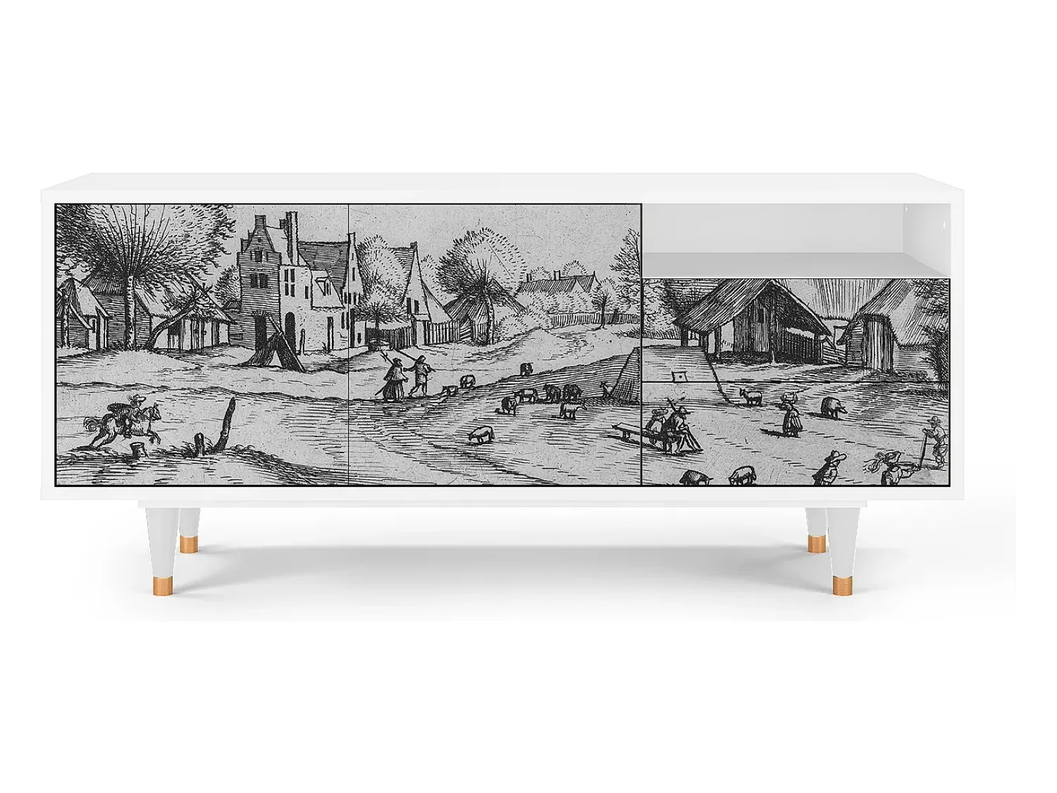 Mueble de TV - 125х56х41 cm - T7 - Country Village, Branco^ Móvel De Tv