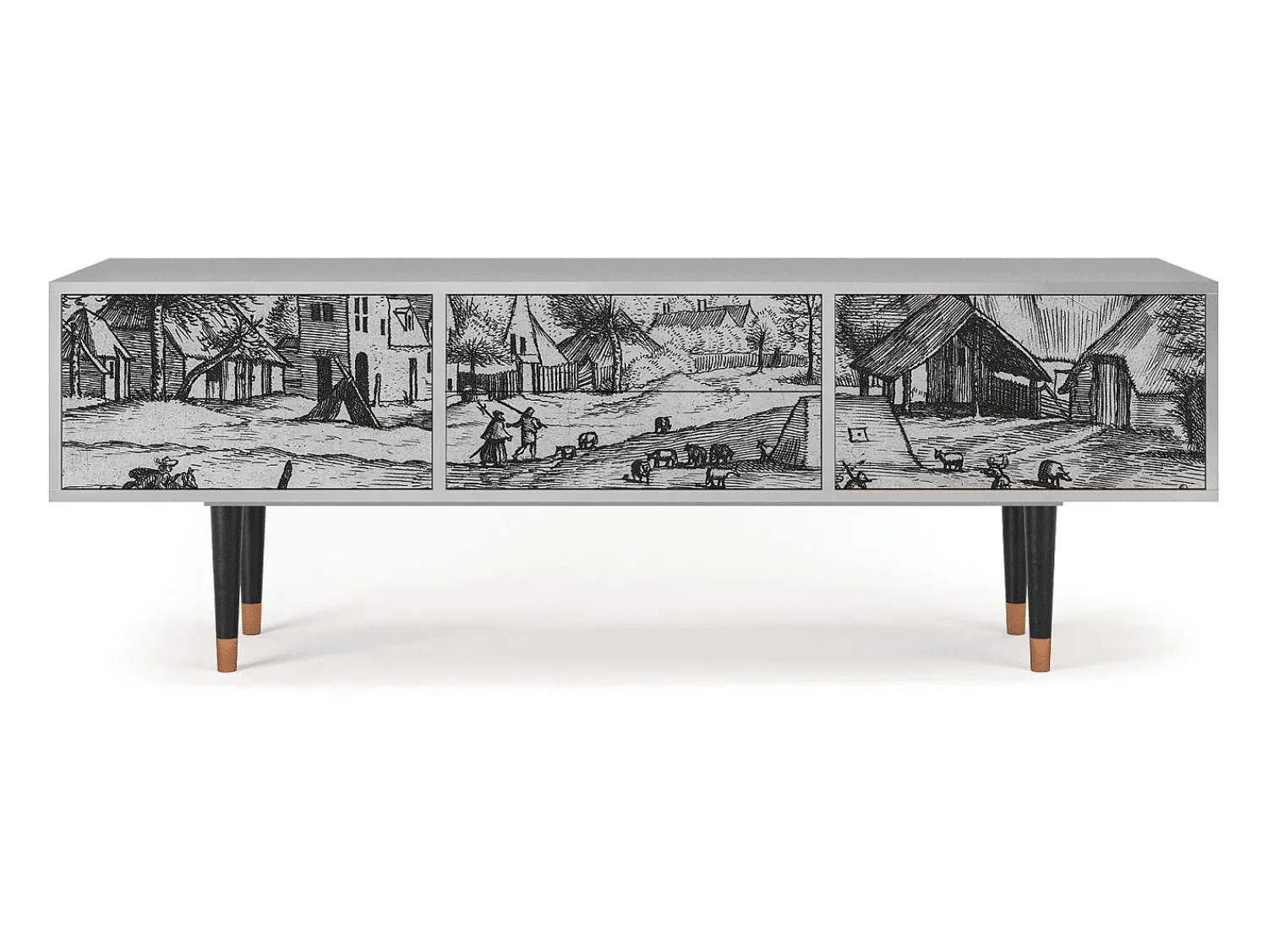 Online Mueble de TV - 170х59х48 cm - T4 - Country Village, Cinza Cinzento