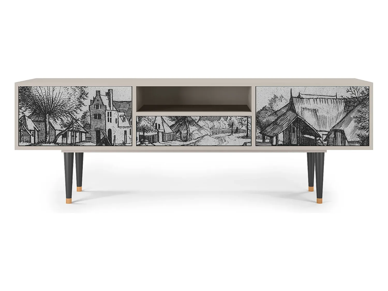 Móvel De Tv* Mueble de TV - 170х59х41 cm - T6 - Country Village, Areia Bege
