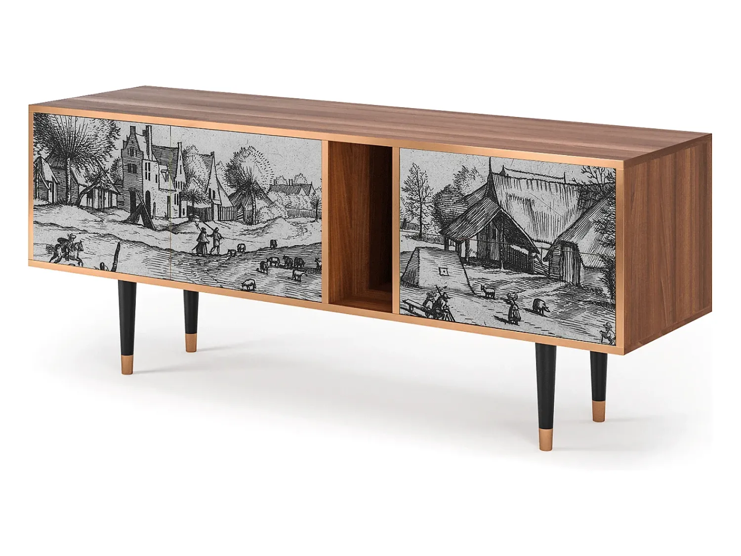 Móvel De Tv* Mueble de TV - 170х69х48 cm - T1 - Country Village, Nogueira Castanho