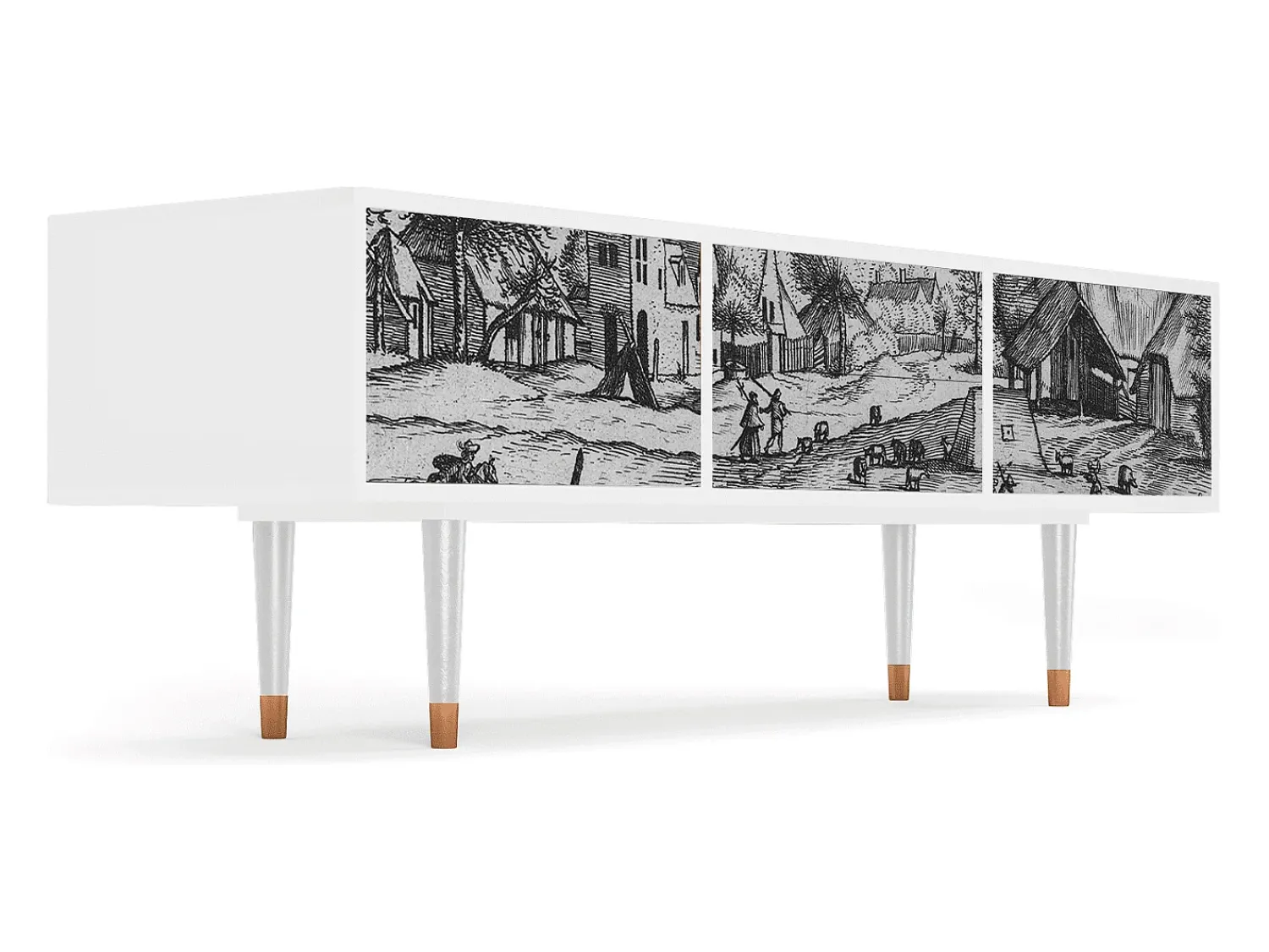 Móvel De Tv| Mueble de TV - 170х59х48 cm - T4 - Country Village, Branco Bege