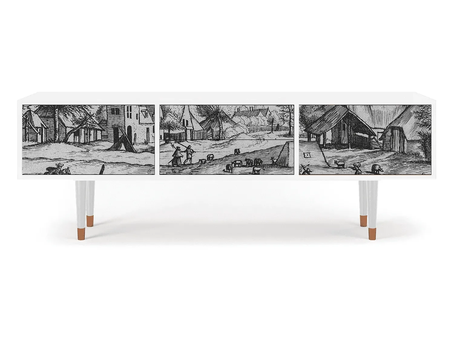 Móvel De Tv| Mueble de TV - 170х59х48 cm - T4 - Country Village, Branco Bege