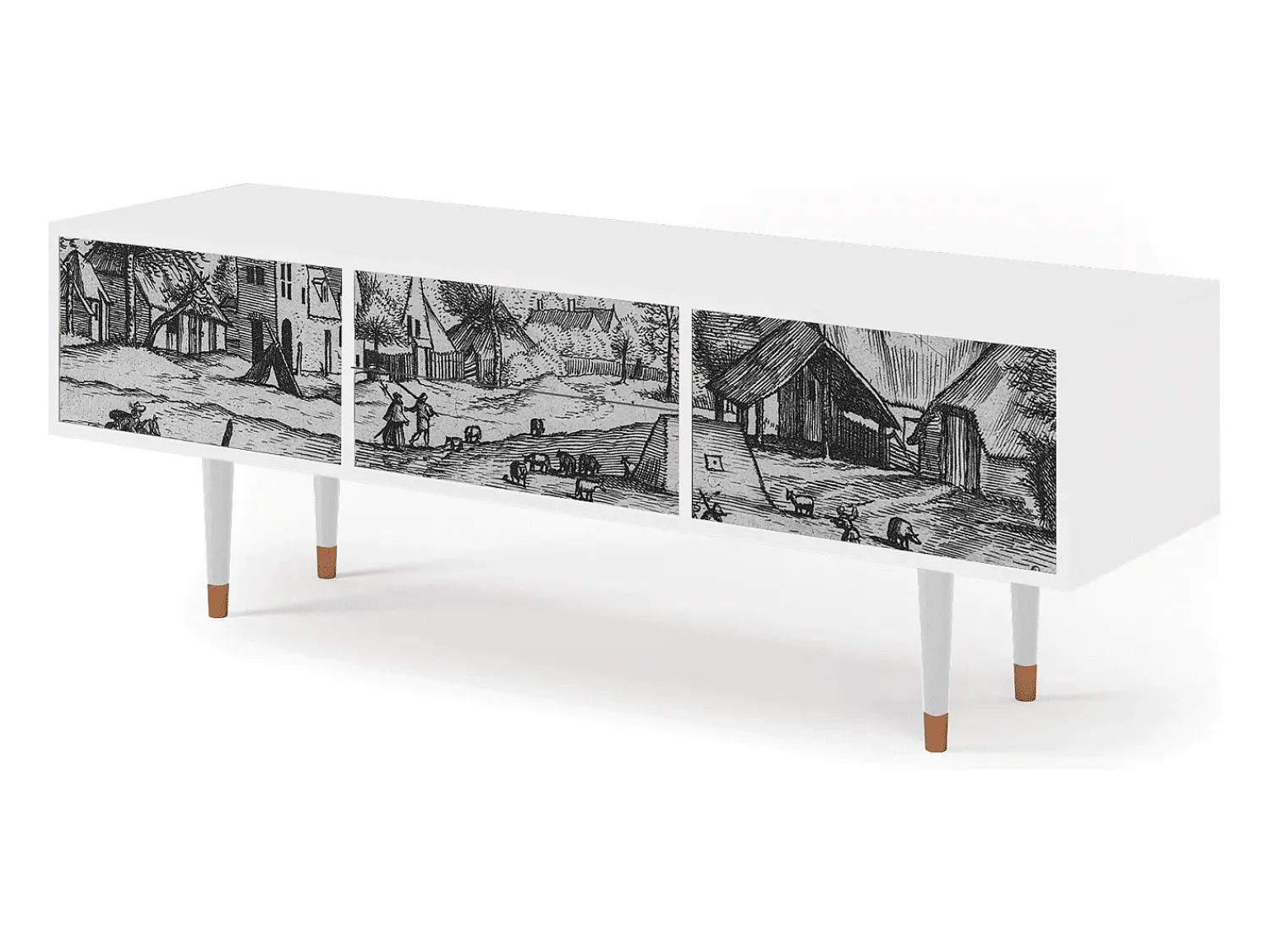 Móvel De Tv| Mueble de TV - 170х59х48 cm - T4 - Country Village, Branco Bege
