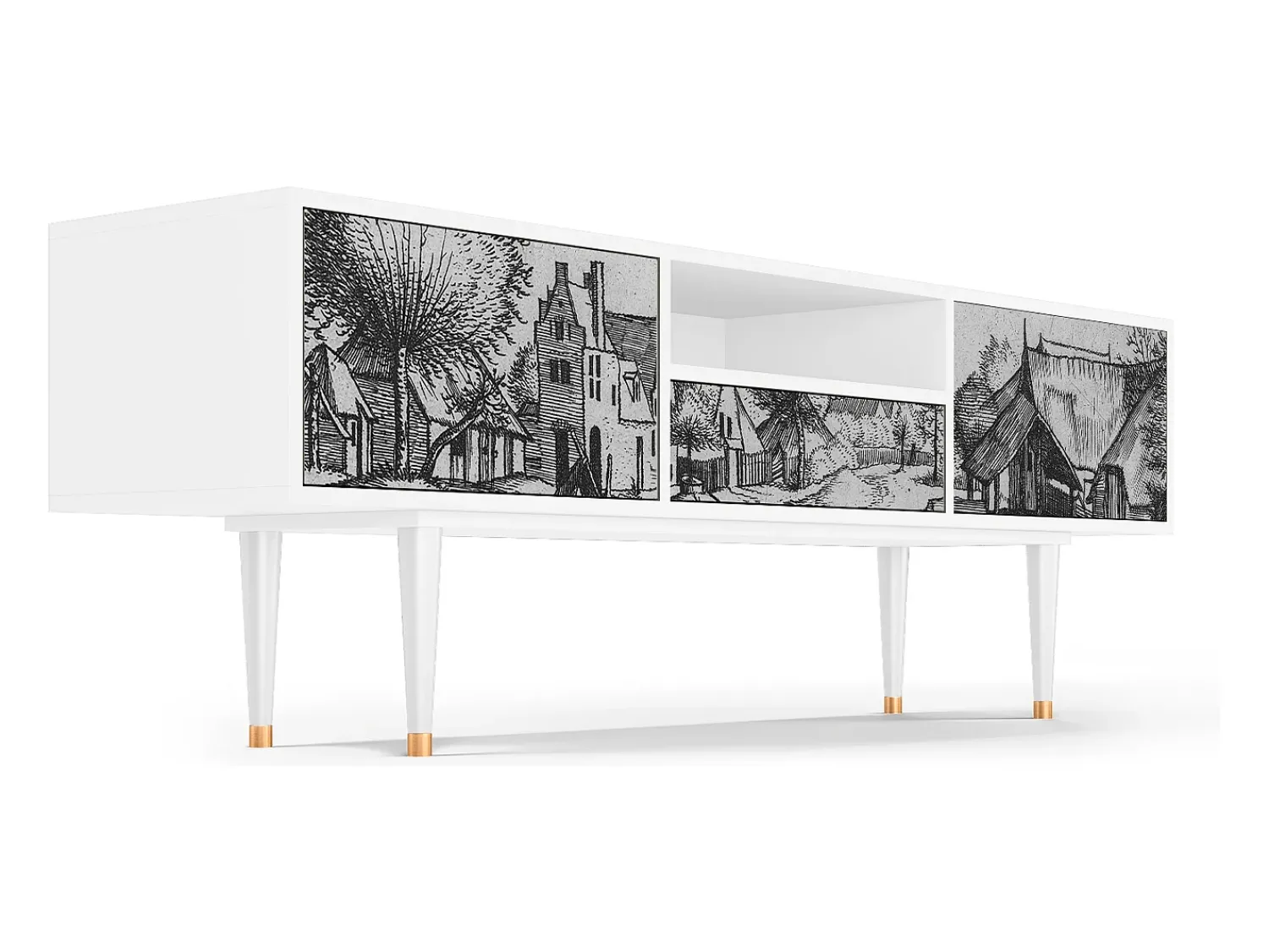 Mueble de TV - 170х59х41 cm - T6 - Country Village, Branco^ Móvel De Tv