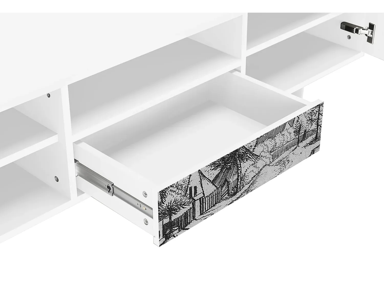 Mueble de TV - 170х59х41 cm - T6 - Country Village, Branco^ Móvel De Tv