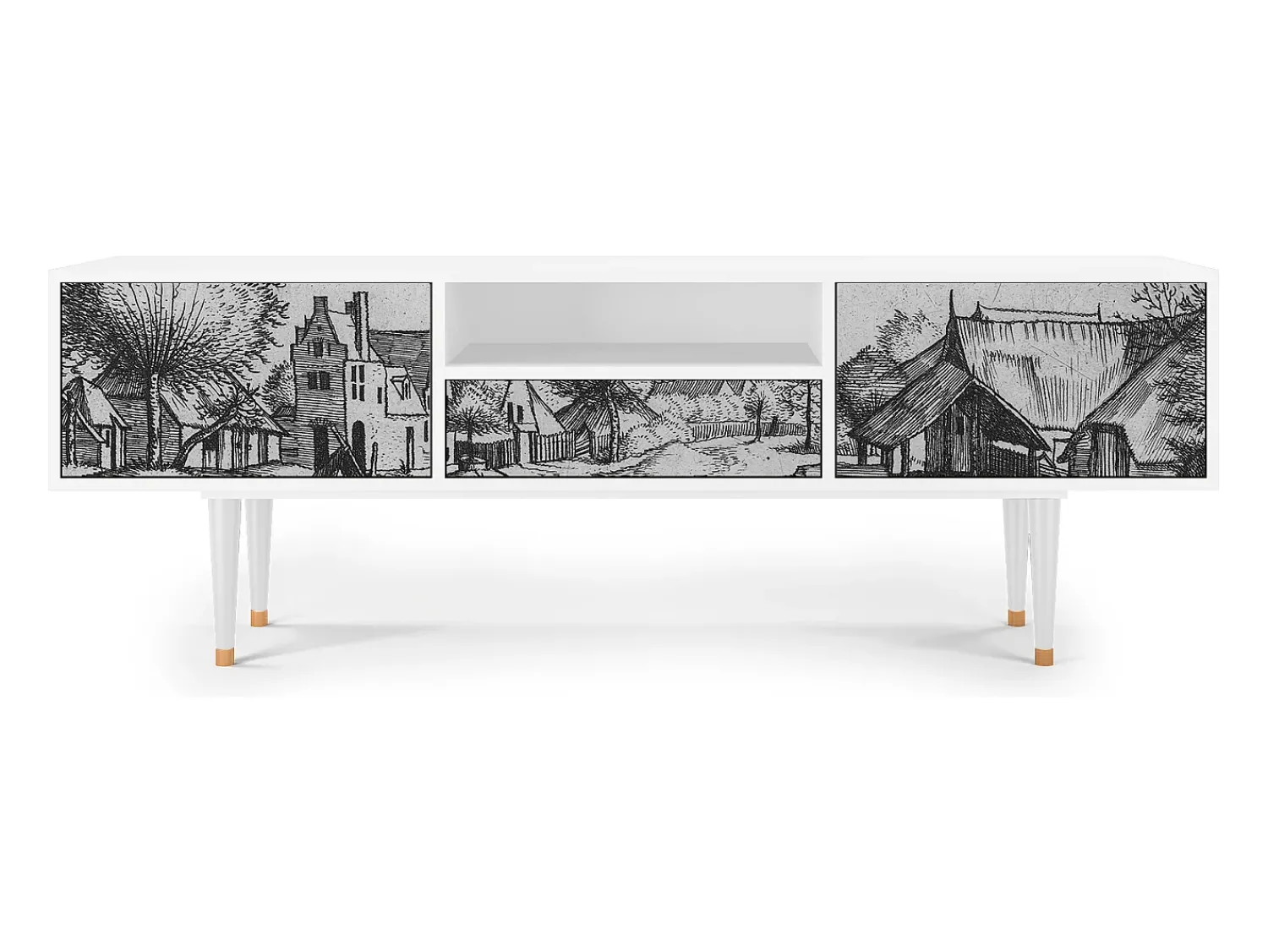 Mueble de TV - 170х59х41 cm - T6 - Country Village, Branco^ Móvel De Tv
