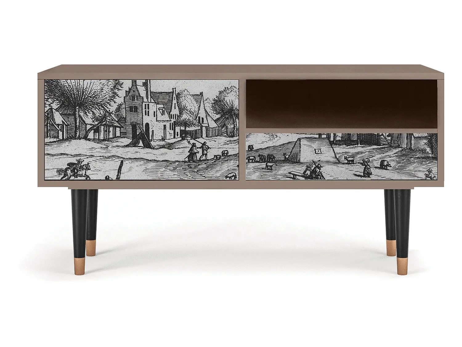 Mueble de TV - 115х59х48 cm - T3 - Country Village, Latte Bege