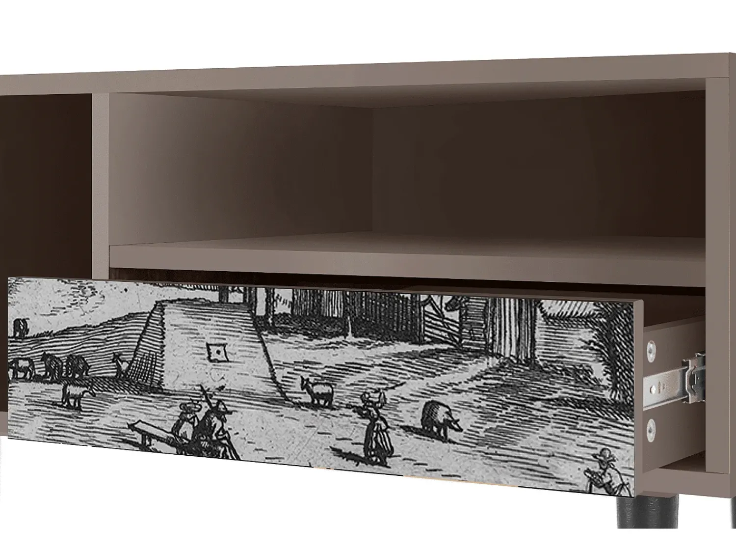 Mueble de TV - 115х59х48 cm - T3 - Country Village, Latte Bege