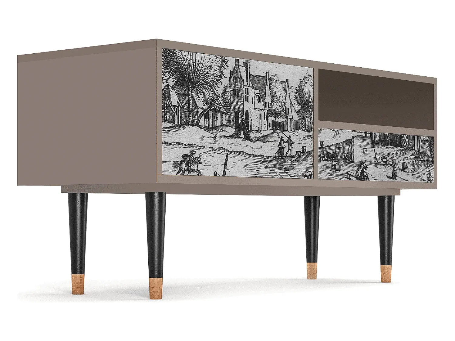 Mueble de TV - 115х59х48 cm - T3 - Country Village, Latte Bege