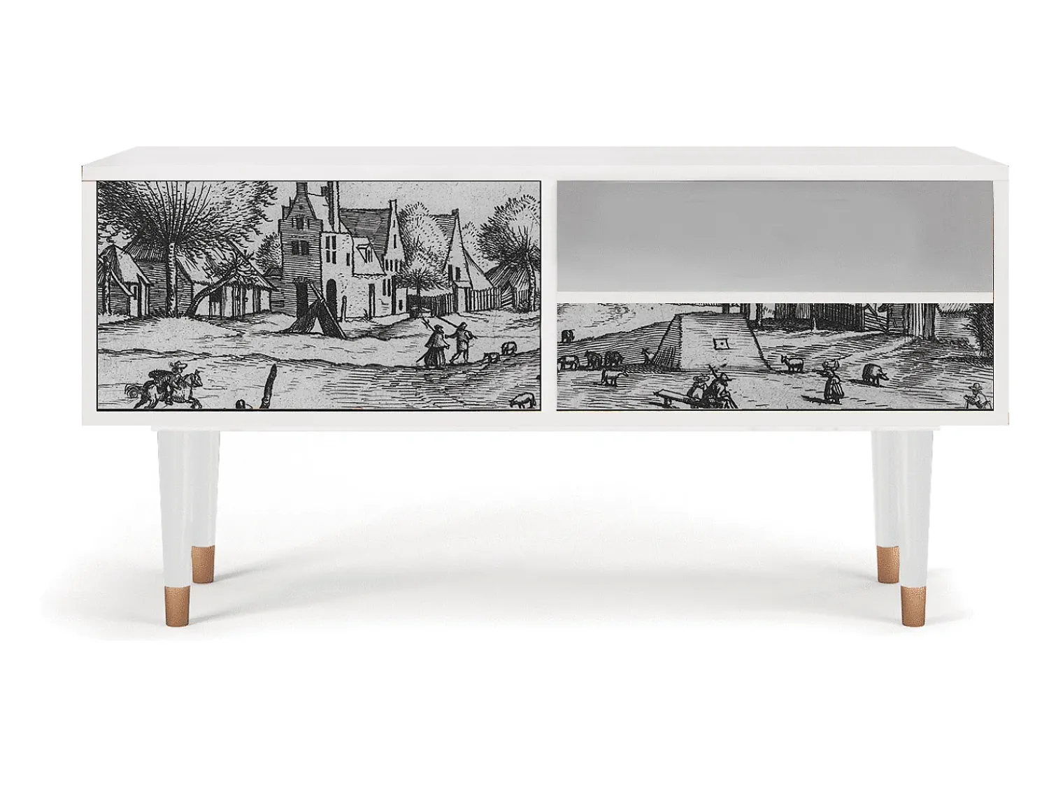 Mueble de TV - 115х59х48 cm - T3 - Country Village, Branco^ Móvel De Tv