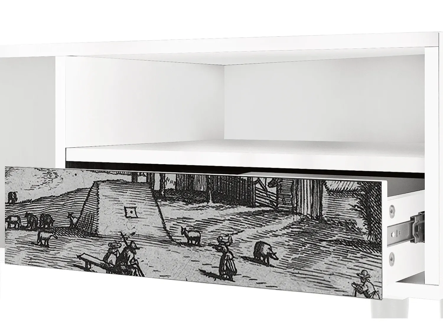 Mueble de TV - 115х59х48 cm - T3 - Country Village, Branco^ Móvel De Tv