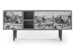 Móvel De Tv| Mueble de TV - 150х69х41 cm - T5 - Country Village, Cinza Cinzento