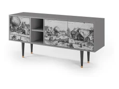 Móvel De Tv| Mueble de TV - 150х69х41 cm - T5 - Country Village, Cinza Cinzento