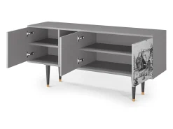 Móvel De Tv| Mueble de TV - 150х69х41 cm - T5 - Country Village, Cinza Cinzento