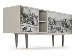 Móvel De Tv* Mueble de TV - 150х69х41 cm - T5 - Country Village, Areia Bege