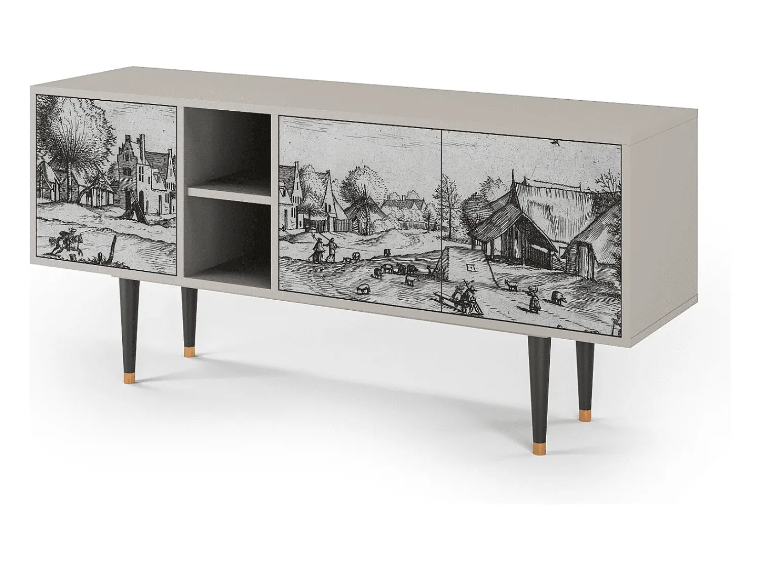 Móvel De Tv* Mueble de TV - 150х69х41 cm - T5 - Country Village, Areia Bege