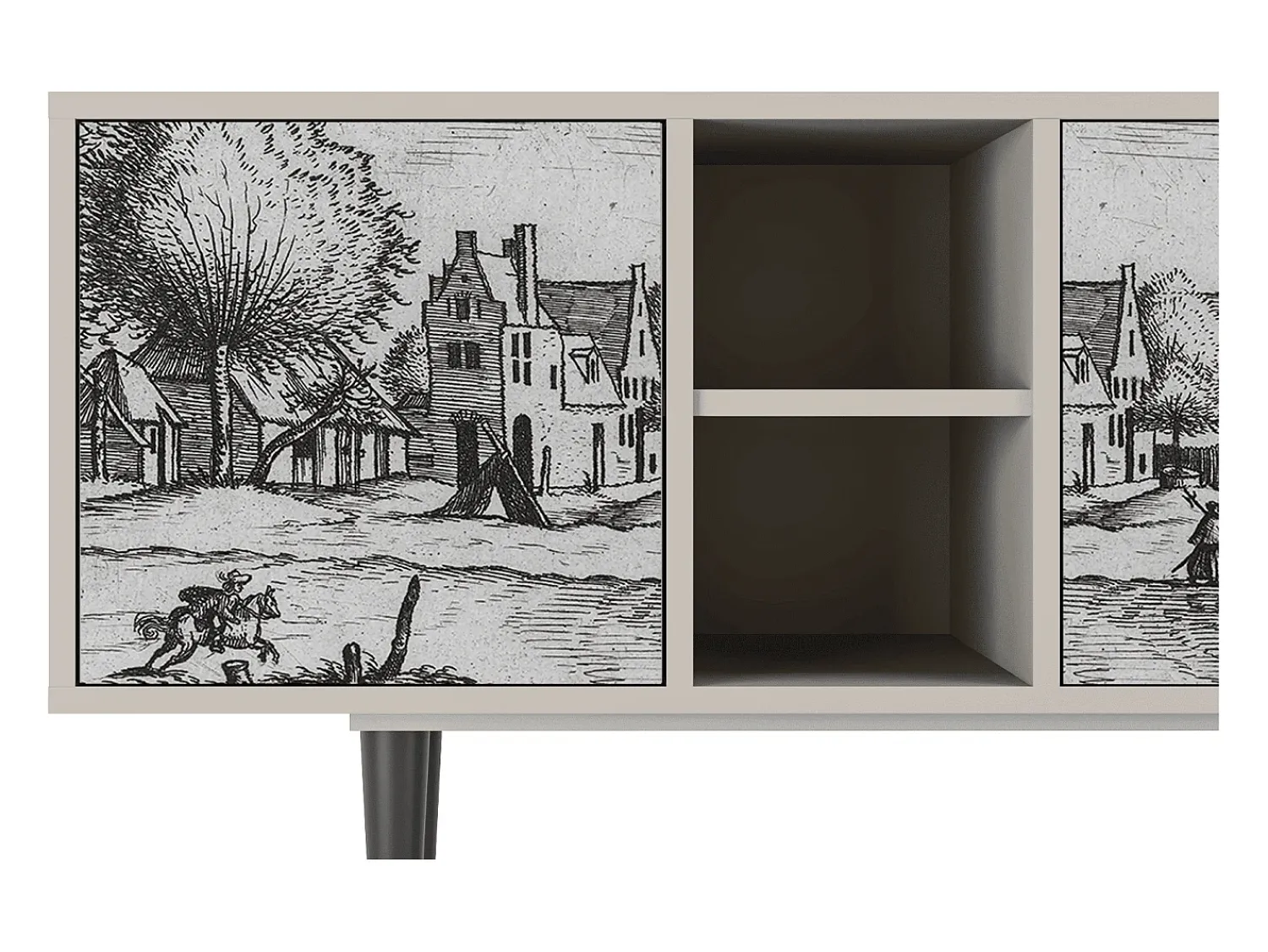 Móvel De Tv* Mueble de TV - 150х69х41 cm - T5 - Country Village, Areia Bege