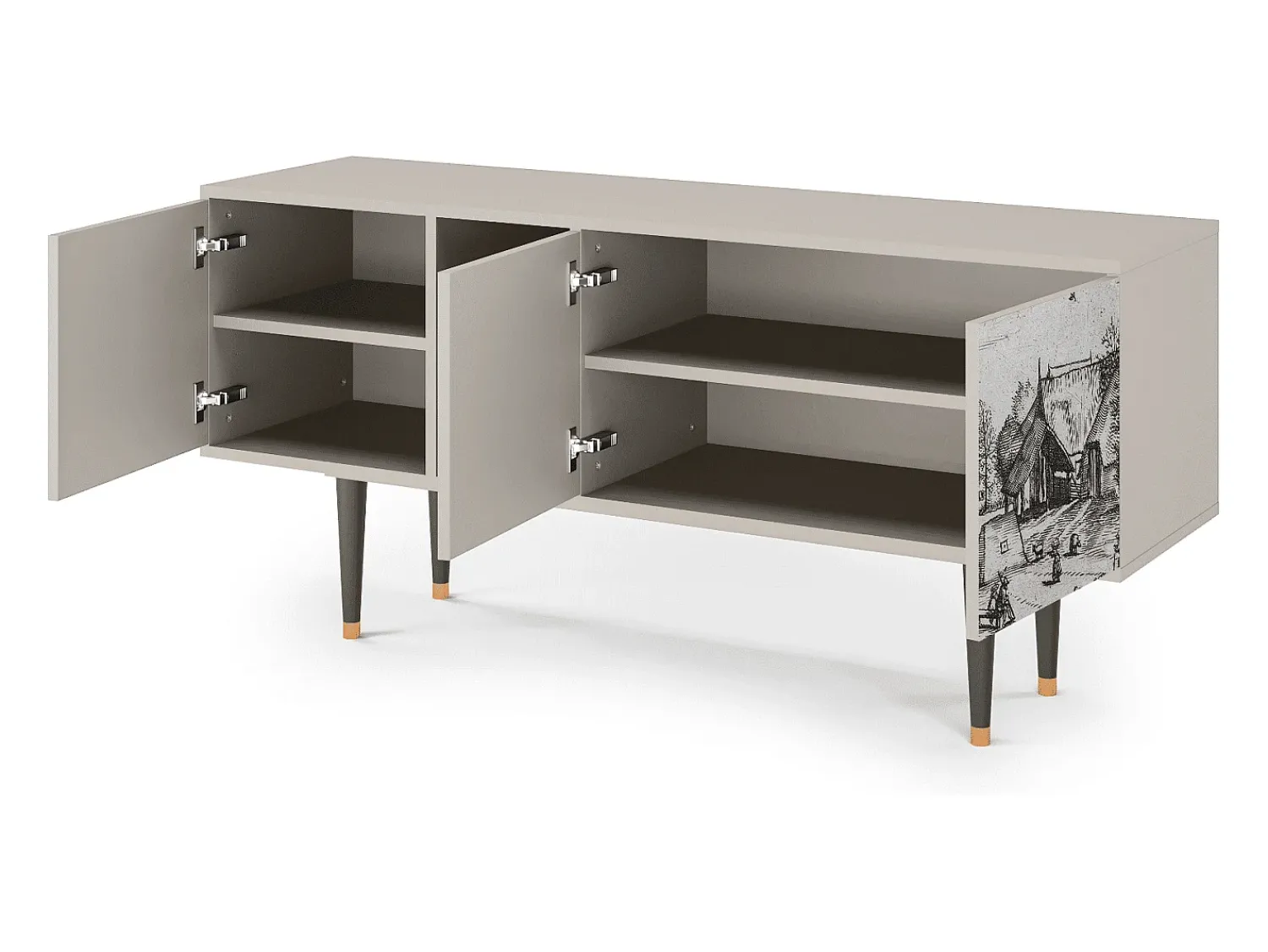 Móvel De Tv* Mueble de TV - 150х69х41 cm - T5 - Country Village, Areia Bege