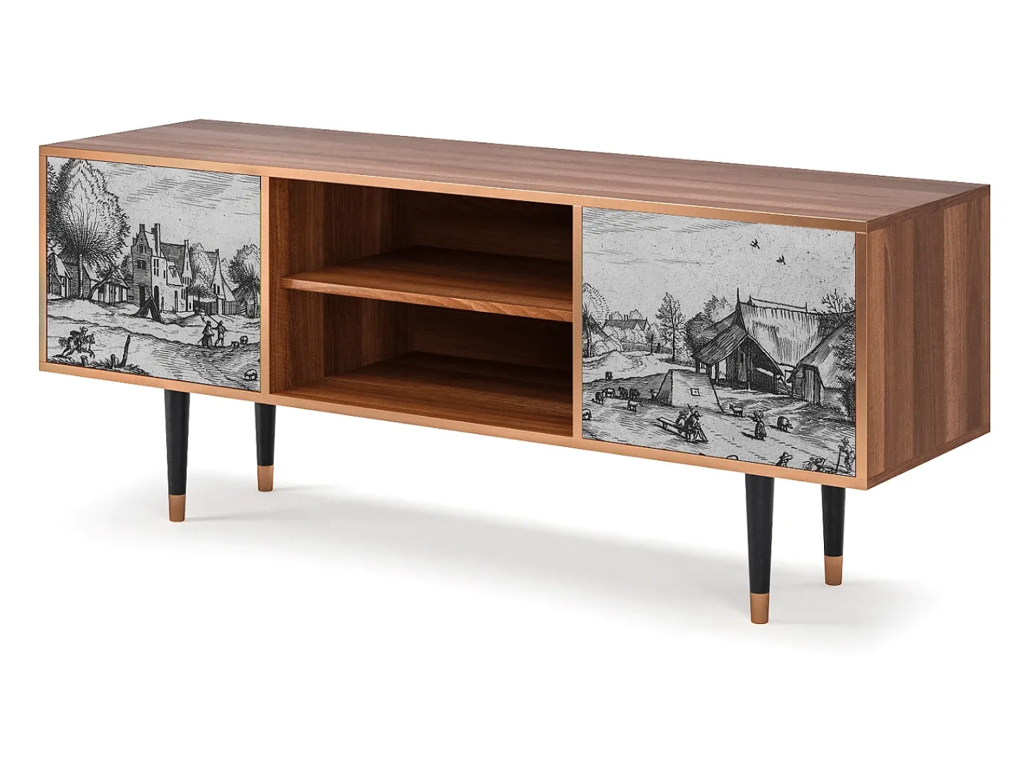 Móvel De Tv* Mueble de TV - 170х69х48 cm - T2 - Country Village, Nogueira Castanho