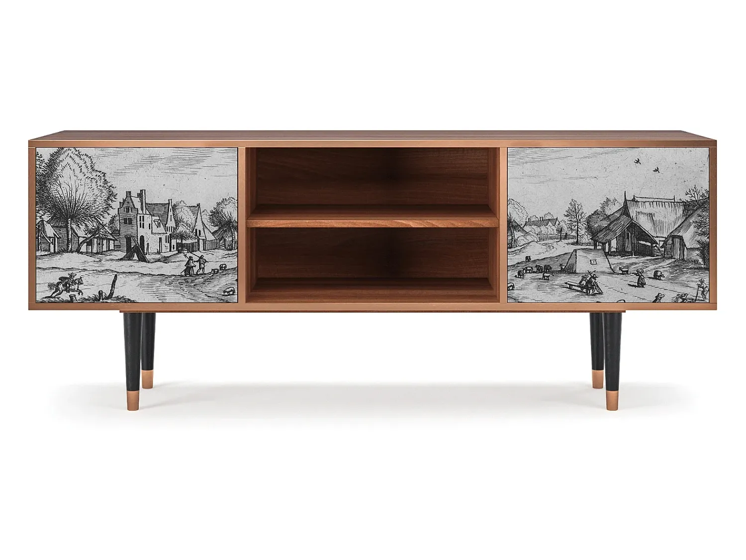 Móvel De Tv* Mueble de TV - 170х69х48 cm - T2 - Country Village, Nogueira Castanho