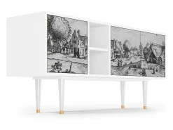 Mueble de TV - 150х69х41 cm - T5 - Country Village, Branco^ Móvel De Tv