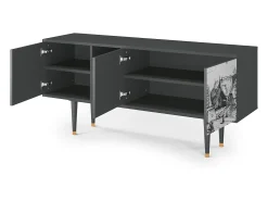 Móvel De Tv* Mueble de TV - 150х69х41 cm - T5 - Country Village, Antracite Cinza antracite