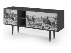 Móvel De Tv* Mueble de TV - 150х69х41 cm - T5 - Country Village, Antracite Cinza antracite