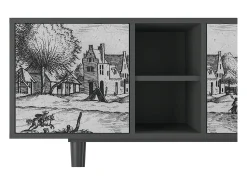 Móvel De Tv* Mueble de TV - 150х69х41 cm - T5 - Country Village, Antracite Cinza antracite