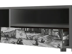 Móvel De Tv| Mueble de TV - 115х59х48 cm - T3 - Country Village, Antracite Cinza antracite