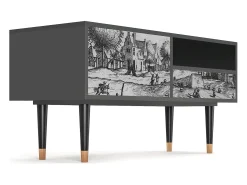 Móvel De Tv| Mueble de TV - 115х59х48 cm - T3 - Country Village, Antracite Cinza antracite