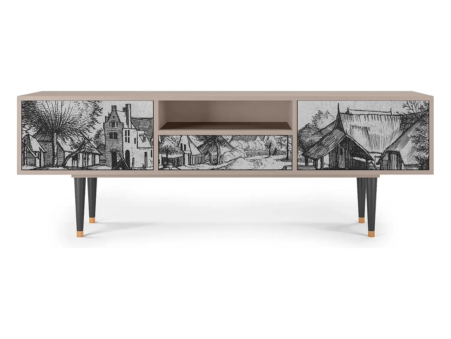 Móvel De Tv| Mueble de TV - 170х59х41 cm - T6 - Country Village, Latte Bege