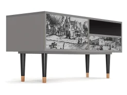 Mueble de TV - 115х59х48 cm - T3 - Country Village, Cinza^ Móvel De Tv