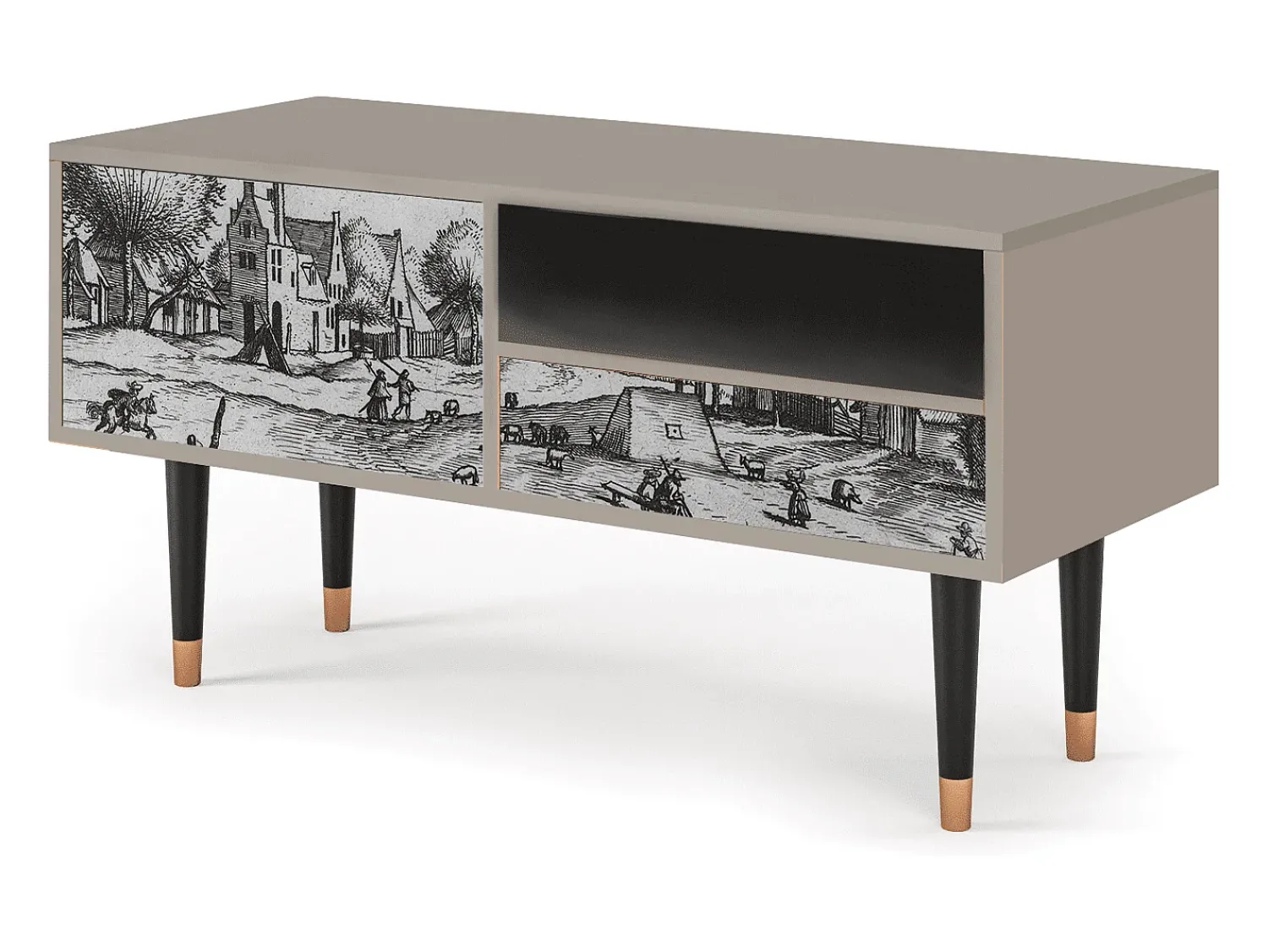Discount Mueble de TV - 115х59х48 cm - T3 - Country Village, Areia Bege