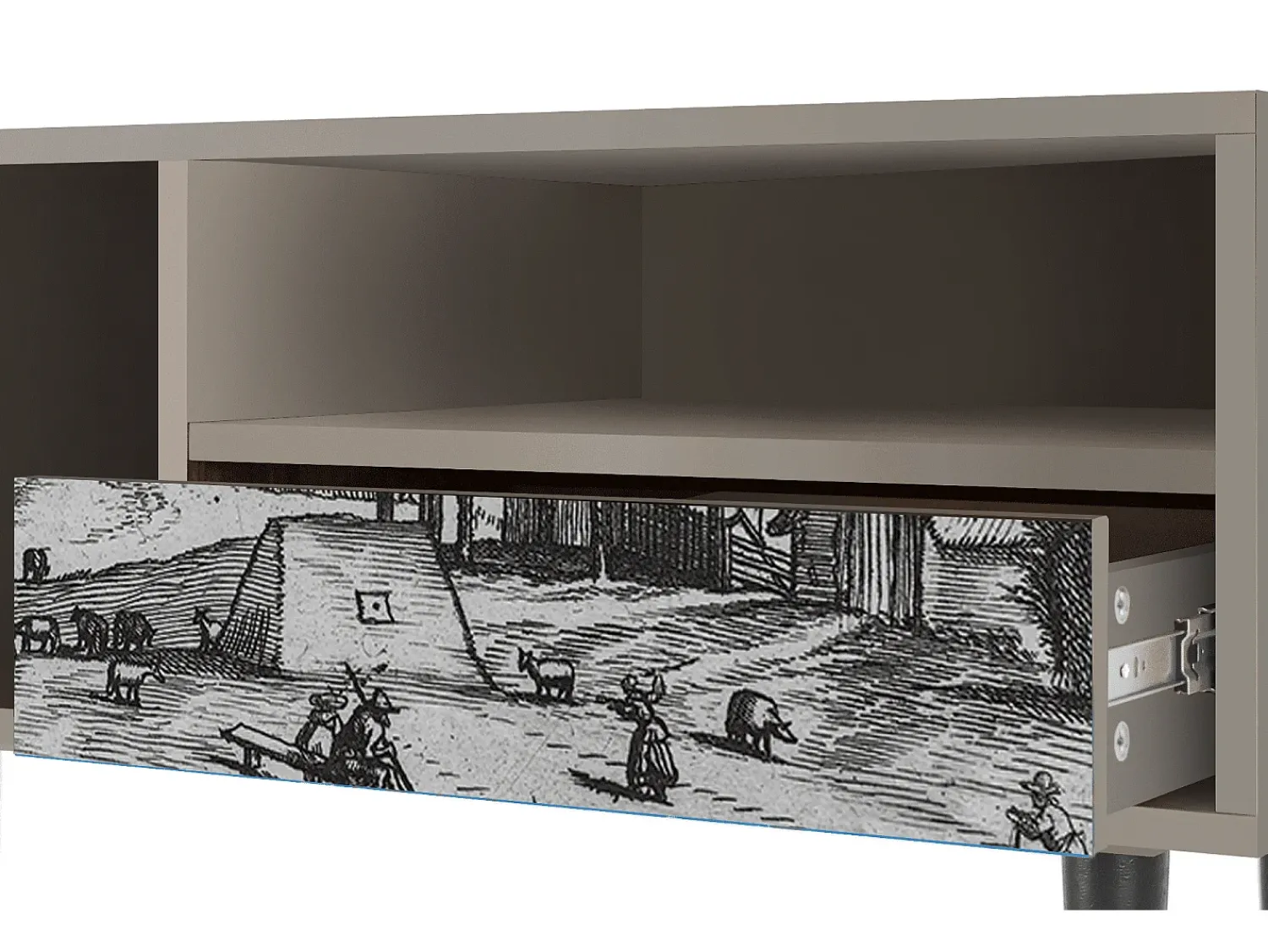 Discount Mueble de TV - 115х59х48 cm - T3 - Country Village, Areia Bege