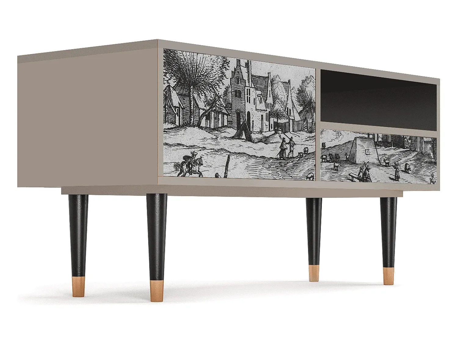 Discount Mueble de TV - 115х59х48 cm - T3 - Country Village, Areia Bege