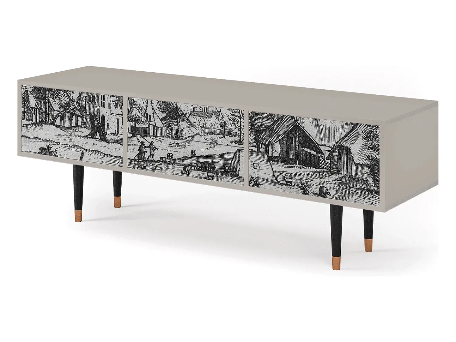 Móvel De Tv* Mueble de TV - 170х59х48 cm - T4 - Country Village, Areia Bege