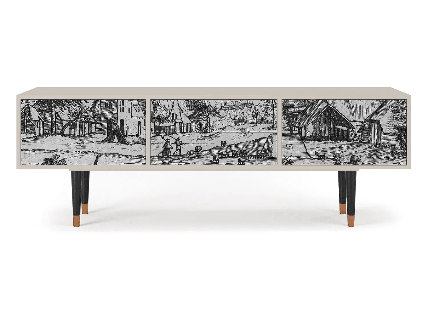 Móvel De Tv* Mueble de TV - 170х59х48 cm - T4 - Country Village, Areia Bege