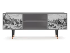 New Mueble de TV - 170х69х48 cm - T2 - Country Village, Cinza Cinzento
