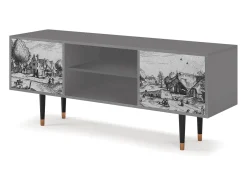 New Mueble de TV - 170х69х48 cm - T2 - Country Village, Cinza Cinzento