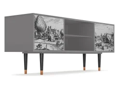 New Mueble de TV - 170х69х48 cm - T2 - Country Village, Cinza Cinzento