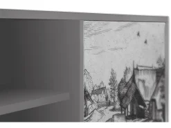 New Mueble de TV - 170х69х48 cm - T2 - Country Village, Cinza Cinzento