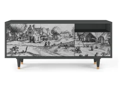 Móvel De Tv| Mueble de TV - 125х56х41 cm - T7 - Country Village, Antracite Cinza antracite