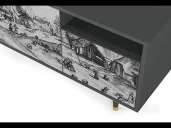 Móvel De Tv| Mueble de TV - 125х56х41 cm - T7 - Country Village, Antracite Cinza antracite
